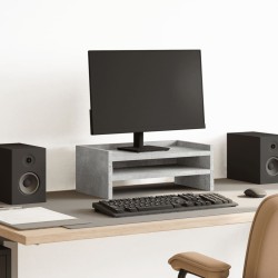 Betonszürke szerelt fa monitorállvány 42 x 24 x 16 cm