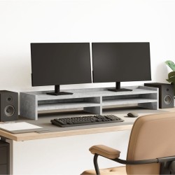 Betonszürke szerelt fa monitorállvány 100 x 24 x 16 cm