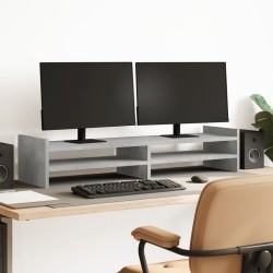 Betonszürke szerelt fa monitorállvány 100 x 27 x 20 cm