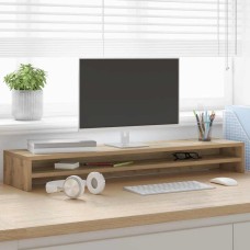 Monitorállvány kézműves tölgyfa 100 x 24 x 13 cm redőzött fa