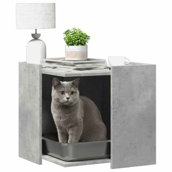 Betonszürke szerelt fa macskaalomdoboz 53 x 53 x 51 cm