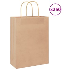 250 db barna papírzacskók fogantyúkkal 26x12x35 cm