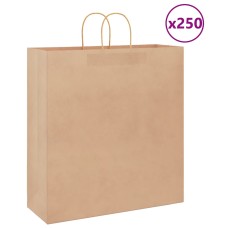 250 db barna papírzacskók fogantyúkkal 45x17x48 cm