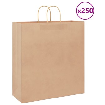 250 db barna papírzacskók fogantyúkkal 45x17x48 cm