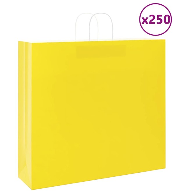 250 db sárga papírzacskók fogantyúkkal 54x15x49 cm 250 db sárga papírzacskók fogantyúkkal 54x15x49 cm