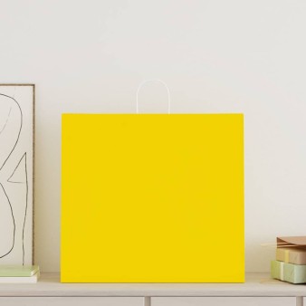 250 db sárga papírzacskók fogantyúkkal 54x15x49 cm