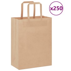 250 db barna papírzacskók fogantyúkkal 21x11x28 cm