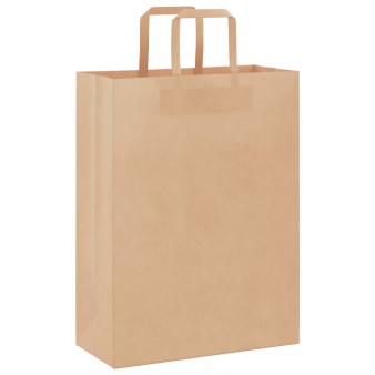 250 db barna papírzacskók fogantyúkkal 26x12x35 cm