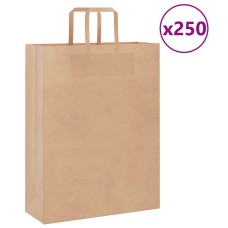 250 db barna papírzacskók fogantyúkkal 32x12x42 cm