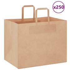 250 db barna papírzacskók fogantyúkkal 32x22x24 cm