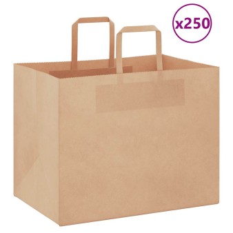 250 db barna papírzacskók fogantyúkkal 32x22x24 cm