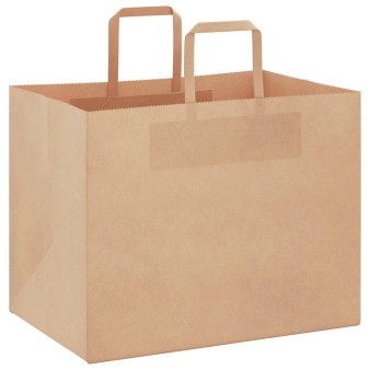 250 db barna papírzacskók fogantyúkkal 32x22x24 cm