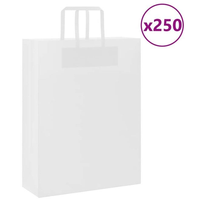 250 db fehér papírzacskók fogantyúkkal 32x12x42 cm 250 db fehér papírzacskók fogantyúkkal 32x12x42 cm