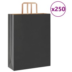 250 db fekete kraft papírzacskók fogantyúkkal 32x12x42 cm