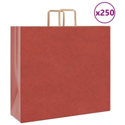 250 db piros kraft papírzacskók fogantyúkkal 54x15x49 cm