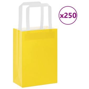 250 db sárga papírzacskók fogantyúkkal 15x8x21 cm