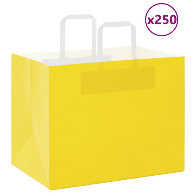 250 db sárga papírzacskók fogantyúkkal 32x22x24 cm 250 db sárga papírzacskók fogantyúkkal 32x22x24 cm