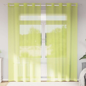 2 db almazöld fátyolfüggönyök rojtokkal 140x245 cm