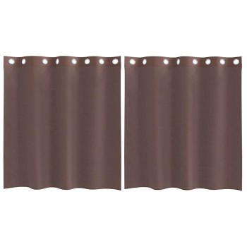 2 db barna fátyolfüggönyök rojtokkal 140x140 cm