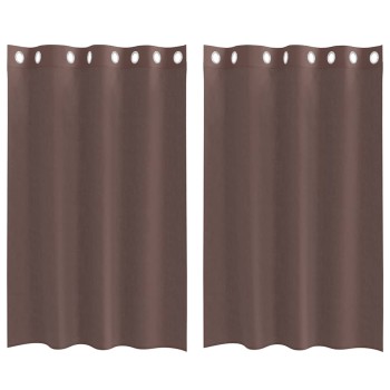 2 db barna fátyolfüggönyök rojtokkal 140x175 cm