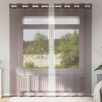 2 db barna fátyolfüggönyök rojtokkal 140x225 cm