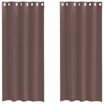 2 db barna fátyolfüggönyök rojtokkal 140x245 cm