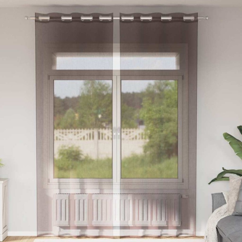 2 db barna fátyolfüggönyök rojtokkal 140x260 cm