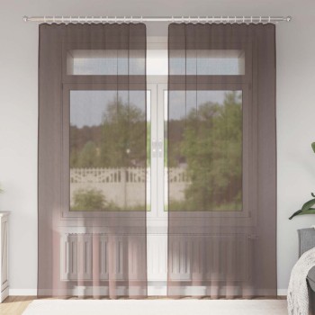 2 db barna fátyolfüggönyök fülecske tetejével 140x260 cm