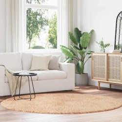 Bézs poliészter hosszú szálú navarra bozontos szőnyeg 200x200cm