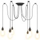Függőlámpa 6 lámpatartóval e27 fekete fém