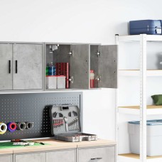 2 db betonszürke szerelt fa garázs fali szekrények
