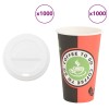 1000 db papír kávéscsészék fedővel 16oz 400ml