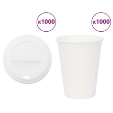 1000 db papír kávéscsészék fedővel 12oz 300ml