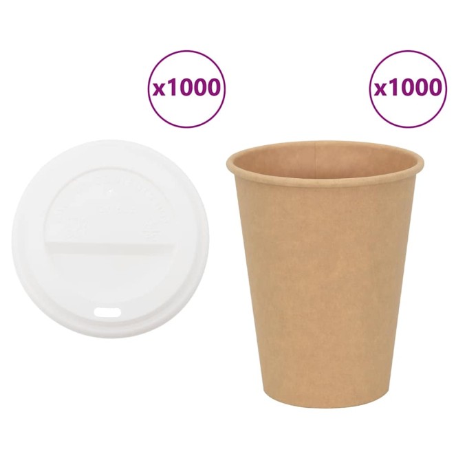 1000 db papír kávéscsészék fedővel 12oz 300ml