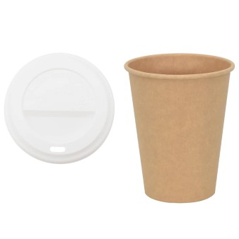 1000 db papír kávéscsészék fedővel 12oz 300ml