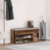 Antik fa színű szerelt fa cipőtároló pad 102x30,5x45 cm