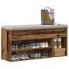 Antik fa színű szerelt fa cipőtároló pad 102x30,5x45 cm