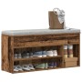 Antik fa színű szerelt fa cipőtároló pad 102x30,5x45 cm