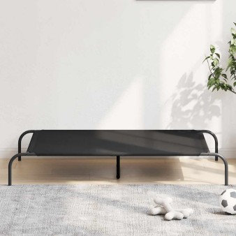 Fekete oxford szövet és acél emelt kutyafekhely 130x80x20 cm