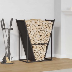 Fekete hidegen hengerelt acél tűzifatároló 69,5x35x81 cm
