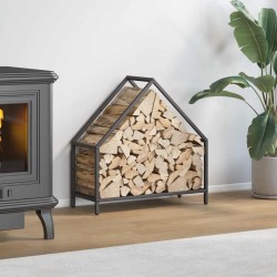 Fekete hidegen hengerelt acél tűzifatároló 60x25x60 cm