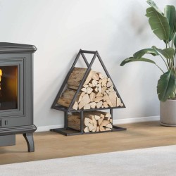 Fekete hidegen hengerelt acél tűzifatároló 50x25x60 cm