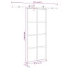 Tolóajtó vasalattal 90x205 cm edzett üveg és alumínium szett