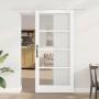 Csúszó ajtó fehér 93 x 202 cm tömör fenyőfa és üveg