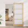 Csúszó ajtó természetes 93 x 211 cm tömör fenyőfa és üveg