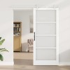Csúszó ajtó fehér 93 x 211 cm tömör fenyőfa és üveg