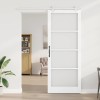 Csúszó ajtó fehér 93 x 232 cm tömör fenyőfa és üveg