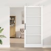 Csúszó ajtó fehér 93 x 211 cm tömör fenyőfa és üveg