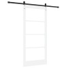 Csúszó ajtó fehér és fekete 93 x 202 cm tömör fenyőfa és üveg