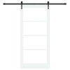 Csúszó ajtó fehér és fekete 93 x 202 cm tömör fenyőfa és üveg